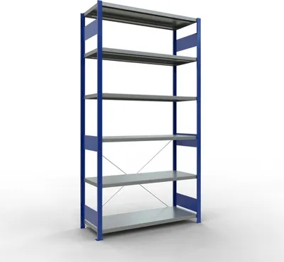 Produktbild von Schulte Fachbodenregal MULTIplus250 Stecksystem | Grundregal | HxBxT 250x130x50cm | 6 Ebenen | Fachlast 250kg | Enzianblau/Verzinkt