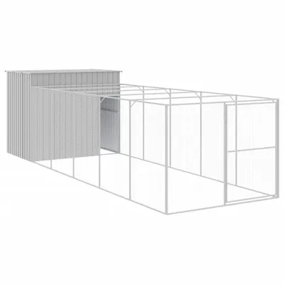 Obrázek produktu pro Psí bouda s výběhem světle šedá 214x661x181 cm pozinkovaná ocel