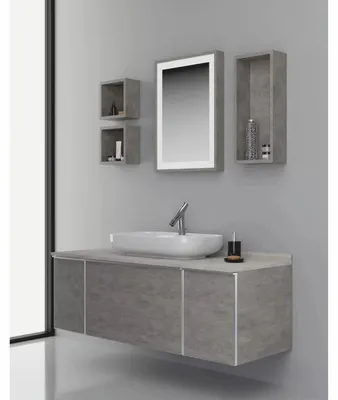 Produktbild von Casa Padrino Luxus Badezimmer Set Grau / Silber 142 cm - Badezimmer Möbel