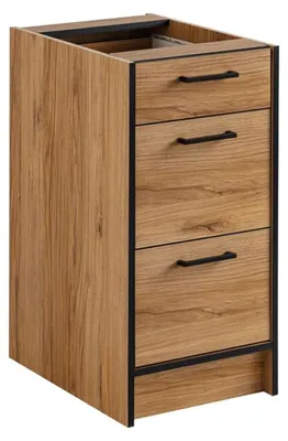 Image de Meuble bas de cuisine avec trois tiroirs "Carballo" - Naturel/Noir - L 40 cm