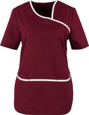 Produktbild von beb MEDIZIN/PFLEGE Damen KASACK Kurzarm V-Neck Weinrot gepunktet XL