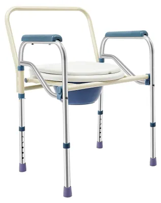 Produktbild von Toilettenstuhl für Senioren, höhenverstellbar und klappbar, Toilettenhilfe mit Bettpfanne, Tragfähigkeit 150 kg