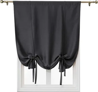 Produktbild von Topchances Fenster Vorhänge für Fenster, Einfarbige Blickdicht Kurze Gardinen,Landhaus Raffrollo Roman kurze Vorhang für Balkon Schlafzimmer Wohnzimmer Küche(Schwarz, 120 * 120 cm)