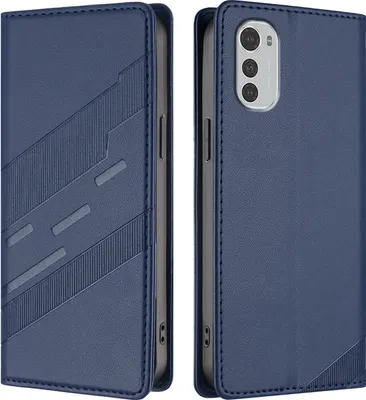 Produktbild von Hülle für Motorola Moto E32 4G, Kunstleder Brieftaschen Handyhülle mit Kartenfach und Standfunktion Blau