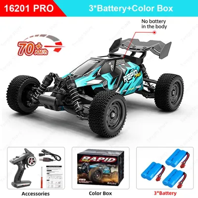 Obrázok produktu pre Diaľkovo ovládané auto - model 16201 Pro - mierka 1:16 - pohon všetkých kolies - LED osvetlenie - funkcia driftu - dosah 120 metrov - modrá farba