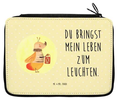 Produktbild von Mr. & Mrs. Panda Mäppchen Glühwürmchen - Gelb Pastell - Geschenk, Liebesspruch, Heiratsantrag, Lieblingsmensch, Lustige Sprüche, Federtasche, Liebe, Federmappe, Magisch