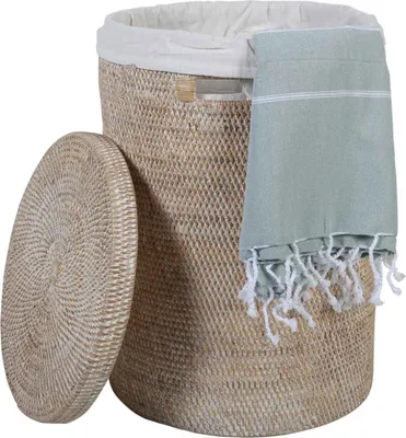 Produktbild von Rattan Wäschekorb Cleo Weiß, Größe:L