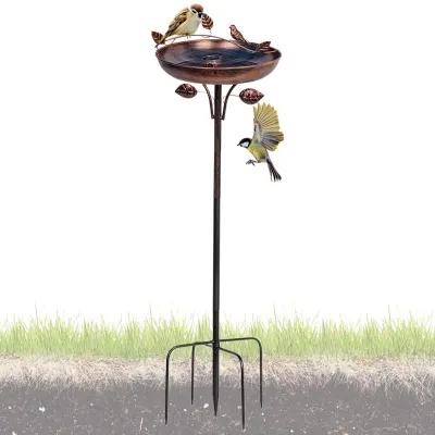 Image de Bain d'oiseaux vintage en métal, hauteur 104 cm