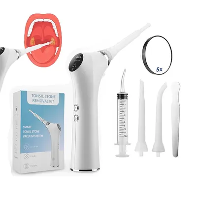 Produktbild von Mandelstein Entferner,3 Geschwindigkeiten,LED Licht,3 ErsatzköpfeSchmerzfreie Reinigung, LED-Anzeige, USB Aufladung für Mundgeruch, Mandeln