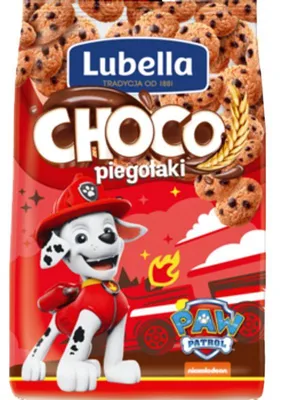 Zdjęcie produktu dla Lubella Mlekołaki Choco Piegołaki Zbożowe chrupki w kształcie ciasteczek o smaku czekoladowym 500 g