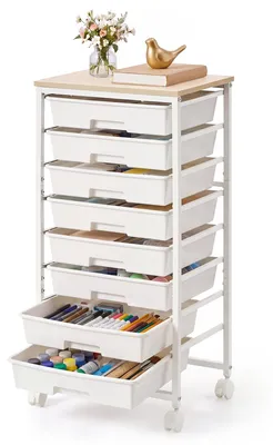 Produktbild von VASAGLE Rollwagen mit Schubladen, 8 Ebenen, 39,5 x 28,5 x 76,5 cm