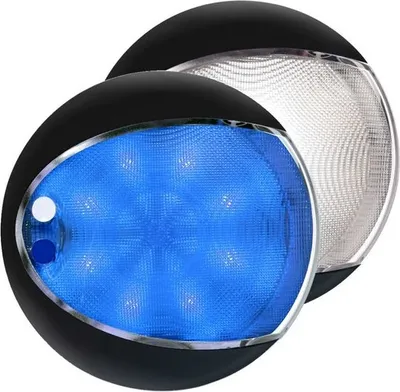Immagine prodotto di Hella Marine EuroLED 130 Touch luce a parete rotonda - Alloggiamento nero - Luce bianca blu | 2JA 959 951-111
