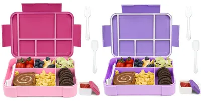 Immagine prodotto di Omgoods - Contenitore per il pranzo per bambini, con scomparti e set di posate