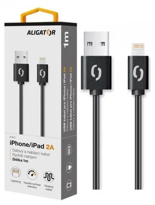 Obrázok produktu pre ALIGATOR Dátový kábel 2A, Lightning čierny