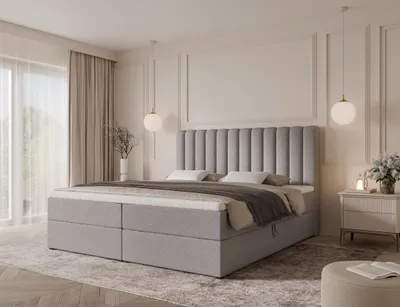 Produktbild von Emlar Boxspringbett Cansas 200x200 - Komplett-Set mit Matratze und Topper - Polsterbett mit Bettkästen - Boxspringbett Grau (Quelle 83)