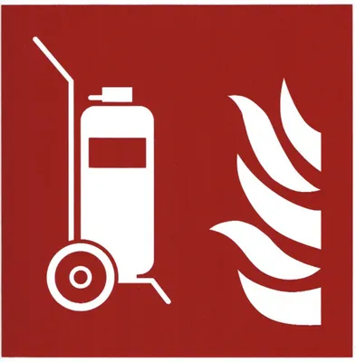 Produktbild von Schild fahrbarer Feuerlöscher 20x20cm Kunststoff Löschwagen fahrbar ASR ISO7010