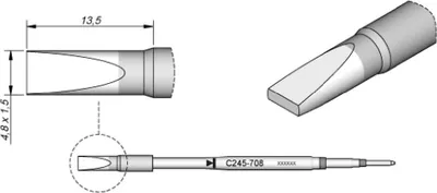 Produktbild von JBC Lötspitze Serie C245 Meißelform, C245708/4,8 x 1,5 mm, gerade C245708