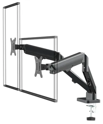 Produktbild von Halterung für 2 Monitore, mit Gasdruckfeder zur Höhenverstellung, bis zu 10 kg, VESA 75 x 75, 100 x 100