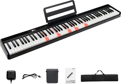 Produktbild von COSTWAY 88 klávesov elektrického piana, digitálna prenosná klávesnica (128 rytmov, 128 tónov a 20 demo nahrávok) sada hudobných nástrojov pre deti a dospelých