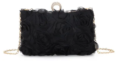 Imagen del producto de Solidchoice: Clutch elegante con flores y cadena desmontable, ideal para ocasiones especiales