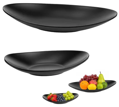 Ovale Schlüsselschalen 2er Set, Melamin, matt schwarz, 2 Größen