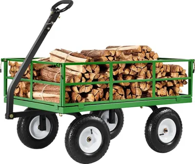 Image de Chariot de jardin en acier Capacité de 1200 lb Chariot robuste Pneus de 13 pouces