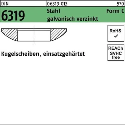Produktbild von Kugelscheibe DIN 6319 FormC C 21x36x 6,3 Stahl galv.verz. 10 Stück