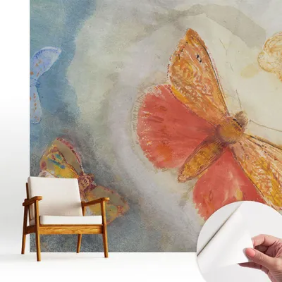 Obrázek produktu pro Samolepicí fototapeta – 250 x 250 cm – tapeta – nástěnná tapeta – nástěnné obrazy – samolepicí fólie – dekorativní fólie – tapetová fólie – stěna – dekorace – obývací pokoj – barevné motýly