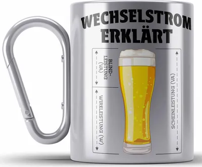 Produktbild von Trendation - Elektriker Edelstahl Tasse Karabiner Spruch Männer Geschenk Lustig Gadget Geschenke Kaffeebecher Edelstahl Tasse Karabinern (Silber)