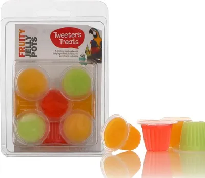 Obrázek produktu pro HappyPet Tweeter's Treats Jelly Pots Ovocné 8 kusů - mix příchutí happypet
