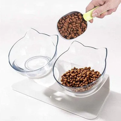 Produktbild von Famanu Katzenfutterstation aus Edelstahl, erhöht und kippbar - für Katzen und kleine Hunde