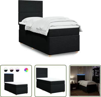 Produktbild von The Living Store Boxspringbett mit Matratze Schwarz 100x200 cm Stoff