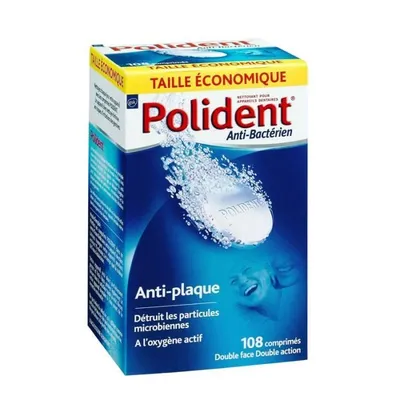 Produktbild von POLIDENT Reinigungs-Tabs für Teil- und Vollprothesen – 108 Stück