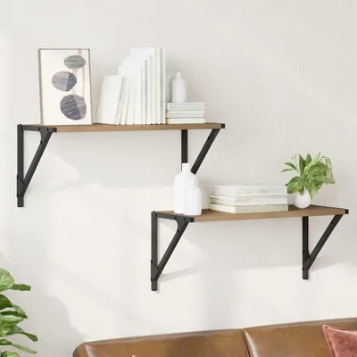 Obrázek produktu pro Maison Exclusive – Nástěnné police, 2 kusy, Imitace "Řemeslná borovice", rozměry 60 x 25 x 25,5 cm, materiál: dřevovláknitá deska