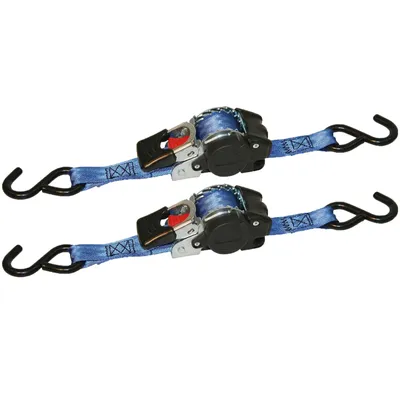 Produktbild von Kerbl Automatik-Zurrgurt blau - Spanngurt - mit S-Haken 3 m x 25 mm - Zugkraft direkt 300 kg  - 2 Stück