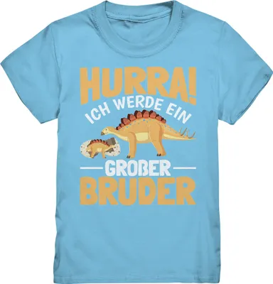 Produktbild von Hurra Großer Bruder Dinosaurier Shirt – Sky Blue / 122/128 (7-8)