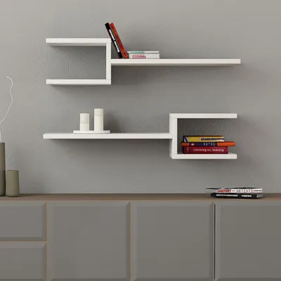 Image de Skye Decor, Fork - White, étagères murales, blanc, 74,5 x 18,2 x 19,6 cm