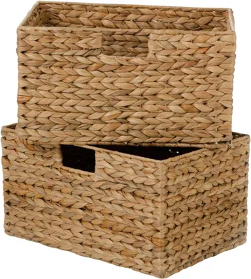 Immagine prodotto di Set da 2 cestini da scaffale BASKO in giacinto d'acqua naturale 36x26x20 cm