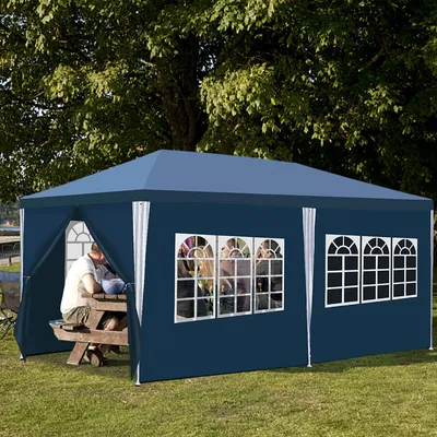 Image de Yakimz Pavillon Tente de jardin - Nettoyage facile, durable avec panneaux latéraux, parfaite tente de réception Bleu 3x6m