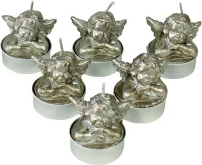 Produktbild von PBS N23039-3010-10 Teelichter Weihnachten "Engel" - altsilber, 6 Stück