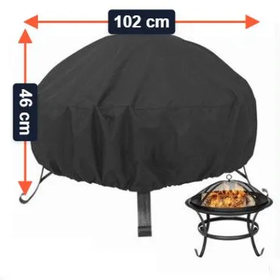 Produktbild von Schutzhülle für runde Feuerstelle, wasserdicht, schwarz, PVC, Feuerabdeckung, Garten, Terrasse, Außenbereich (102 x 46 cm, 420D)