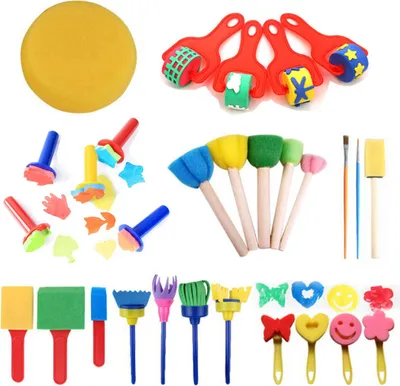 Produktbild von Kinder-Malschwämme 30 Stück, Schaumstoff-Bastelset Mit Cartoon-Motiven, Malpinsel Für Kleinkinder Und Schulkinder