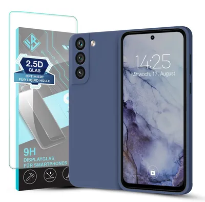 Produktbild von Hülle für Samsung Galaxy S21 mit 9H Displayglas Displayschutz Case Cover Bumper Smartphone Softgrip Schutzhülle Farbe: Lavendelblau