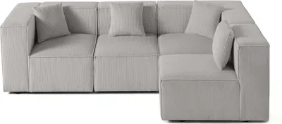 Produktbild von Lisa Design Arty - modulares Ecksofa rechts 5-Sitzer - Cord , Hellgrau