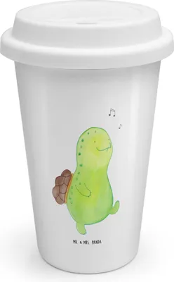 Produktbild von Mr. & Mrs. Panda Kaffeebecher To Go Schildkröte Pfeifen - Weiß - Geschenk, Becher, Thermobecher, Trennung, Lebensfreude, Isolierbecher, Thermokaffeebecher, Depression