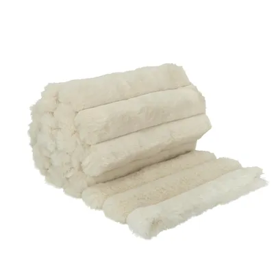 Immagine prodotto di Peluche, tessuto a maglia a righe, strisce molto spesse (5 cm), Pelliccia sintetica, ecru, 50x165 cm