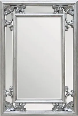 Produktbild von Casa Padrino Barock Spiegel Silber 66 x H. 96 cm - Rechteckiger Wandspiegel im Barockstil - Prunkvoller Antik Stil Garderoben Spiegel - Barock Interior - Barock Möbel