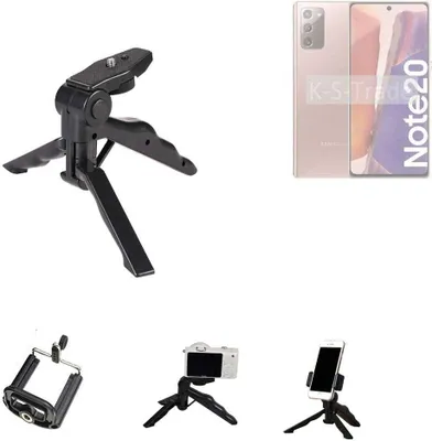 Produktbild von K-S-Trade Stativ Tisch-Ständer Dreibein Handy-Stativ Ständer kompatibel mit Samsung Galaxy Note20 LTE Mini-Stativ Smartphone Tripod Handy-Stativ aus
