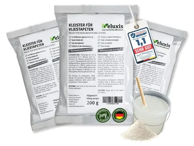 Produktbild von Tapetenkleister Vliestapetenkleister – 3er Sparpaket, Kleister Vliestapete für 90 m², fleckenfrei & korrigierbar, gebrauchsfertig in 10 Min – Veluxis