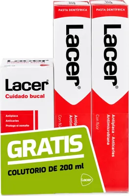 Obrázok produktu pre Lacer Duplo Zubná pasta proti zubnému povlaku 125ml Ústna voda 200ml
